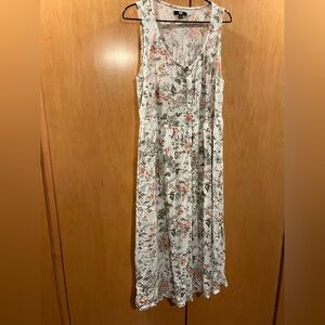 Frye Floral V-Neck Midi Dress - Green and Pink